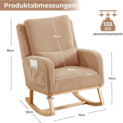 Schaukelstuhl mit Lendenkissen – Bequemer Lesesessel für Wohnzimmer