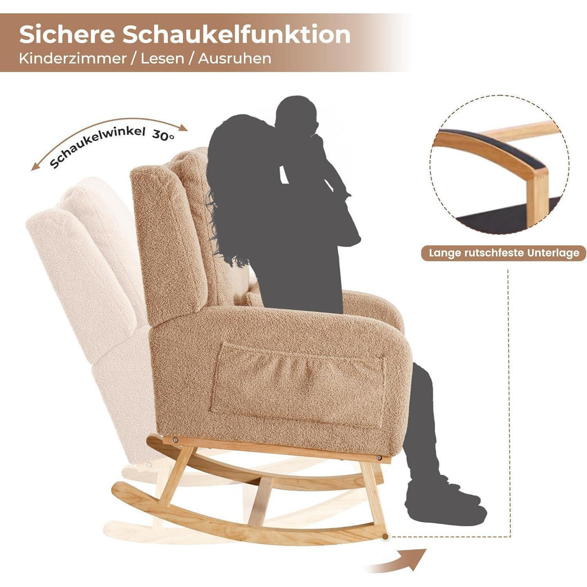 Schaukelstuhl mit Lendenkissen – Bequemer Lesesessel für Wohnzimmer