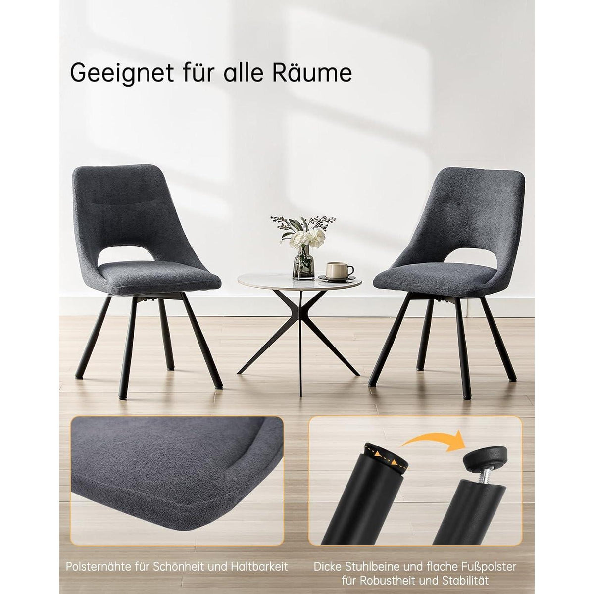 Drehbare Esszimmerstühle Set 4x, Dunkelgrau