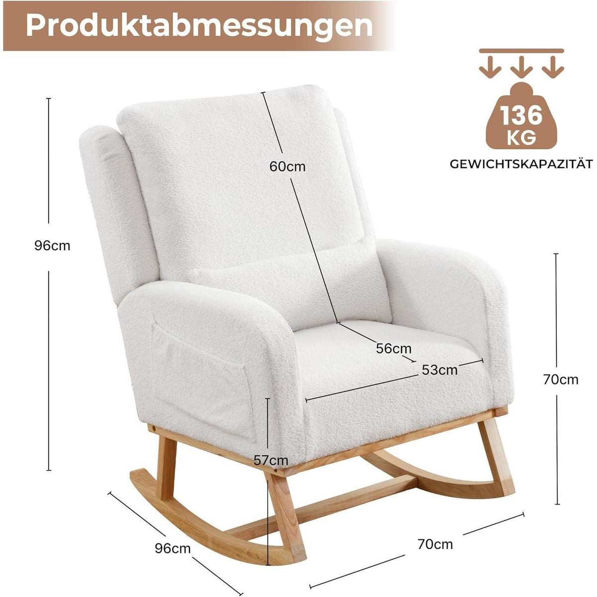 Schaukelstuhl mit Lendenkissen – Bequemer Lesesessel für Wohnzimmer
