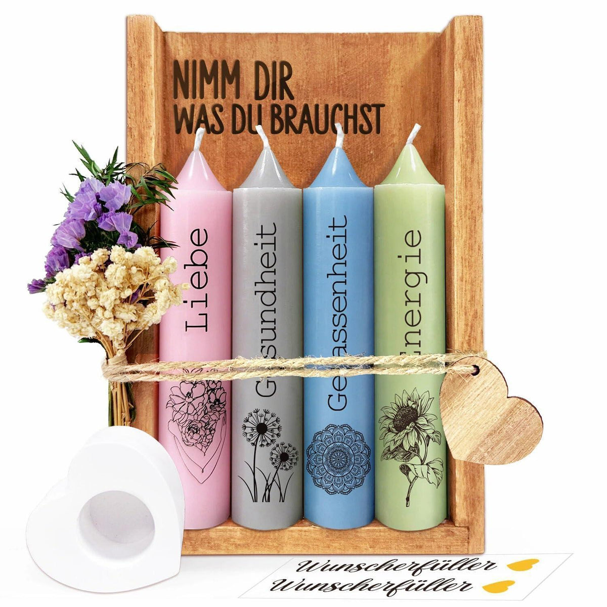 Geburtstagsgeschenk Kerzen-Set für Frauen mit Holzbox