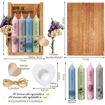 Geburtstagsgeschenk Kerzen-Set für Frauen mit Holzbox