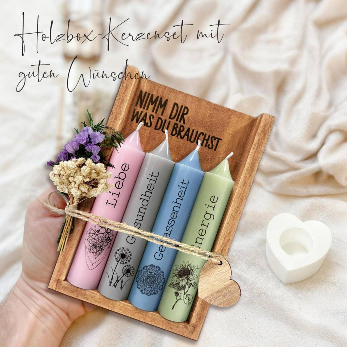 Geburtstagsgeschenk Kerzen-Set für Frauen mit Holzbox