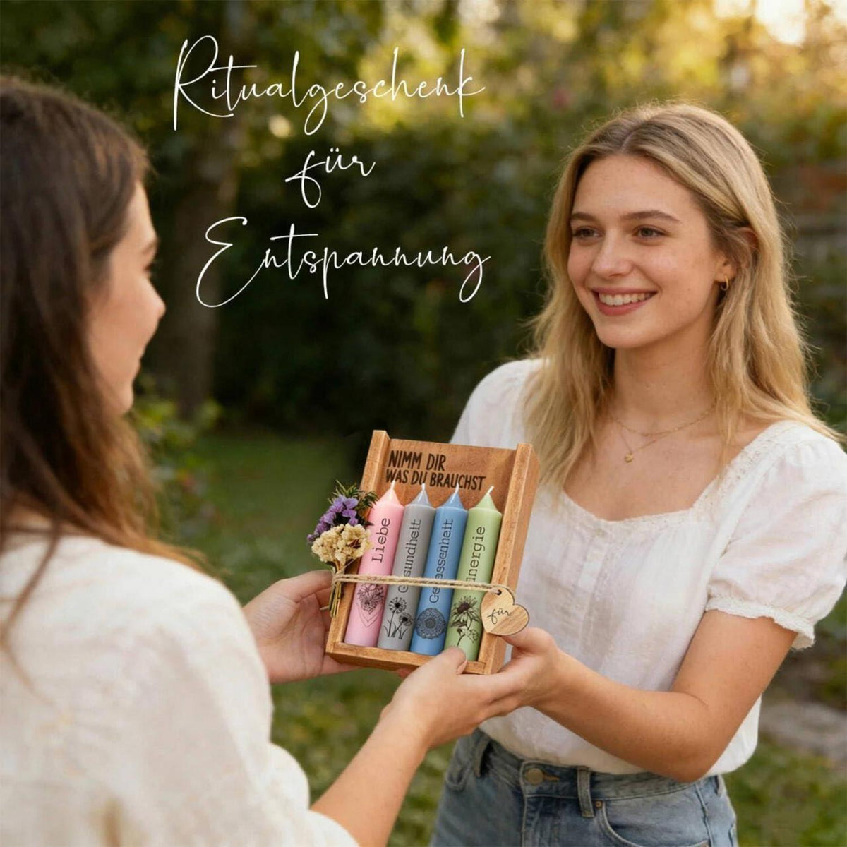 Geburtstagsgeschenk Kerzen-Set für Frauen mit Holzbox
