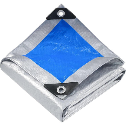 Wasserdichte Plane 5x6m – Silber/Blau, UV & Reißfest