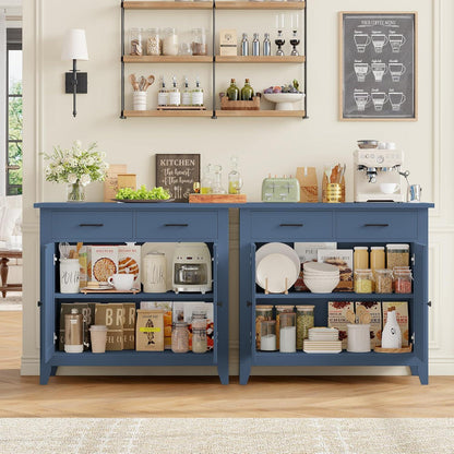 Blauer Küchenschrank mit Arbeitsplatte & Schubladen