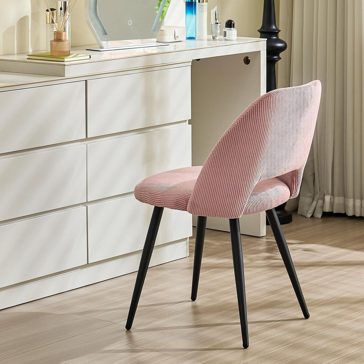 Esszimmerstühle Set 4er – Gepolsterte Samtstühle Rosa