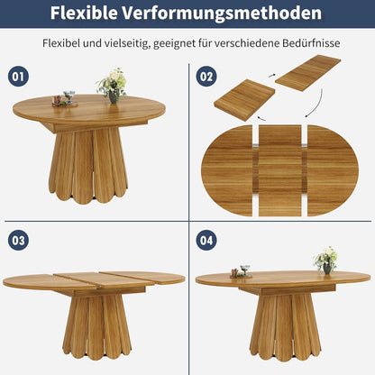 Ausziehbarer Esstisch (118-158cm) – Braun, Platz für 6 Personen