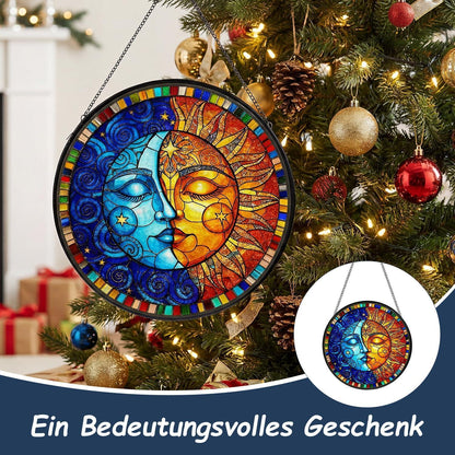 Sonnenfänger Fenster Hängend Sonne-Mond Design – Bunte Acryl Deko