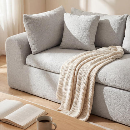 275cm L-förmiges Schlafsofa, 4-Sitzer Cloud-Velours Grau