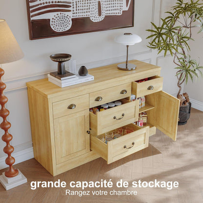 Holz Schubladenschrank mit 2 Türen & 5 Schubladen