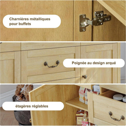 Holz Schubladenschrank mit 2 Türen & 5 Schubladen