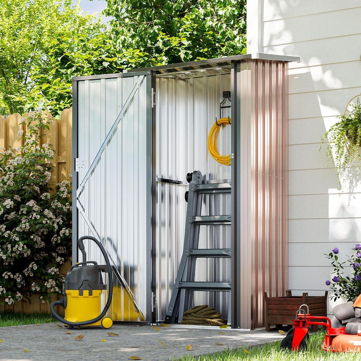 Metallschuppen 3x2 ft abschließbar – Gartenhaus für Werkzeug & Geräte