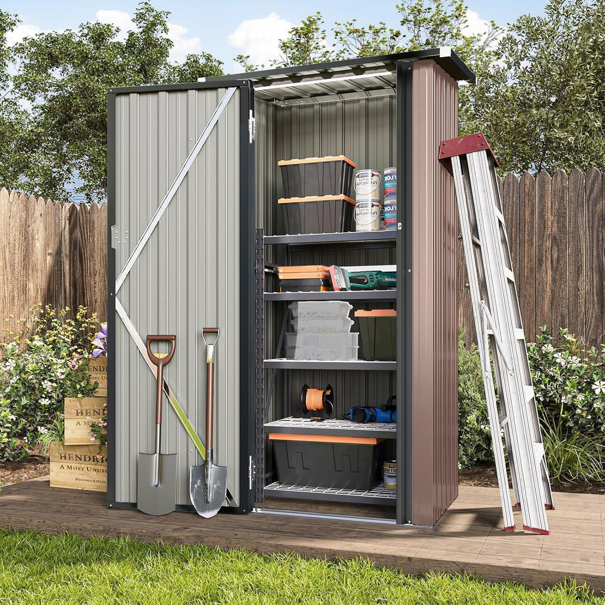Metallschuppen 3x2 ft abschließbar – Gartenhaus für Werkzeug & Geräte