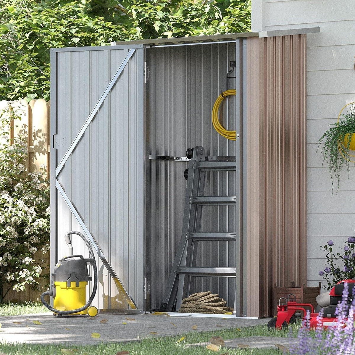 Metallschuppen 3x2 ft abschließbar – Gartenhaus für Werkzeug & Geräte