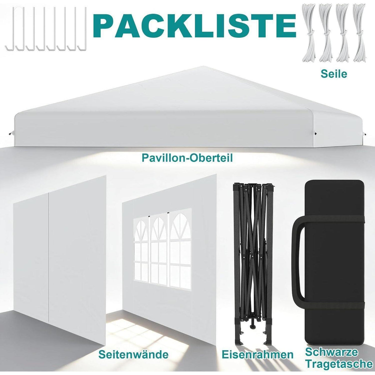 Pop-Up Pavillon 2,5x2,5m mit Seitenwänden & One-Touch Lift
