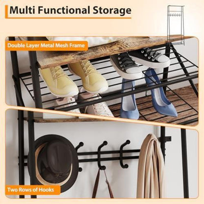 Garderobe mit Sitzbank & Schuhregal – Vintage 60cm