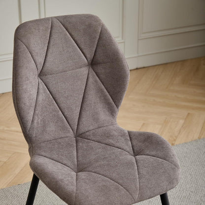 Runder Esstisch Set 100cm & 4 Moderne Leinenstühle Braun
