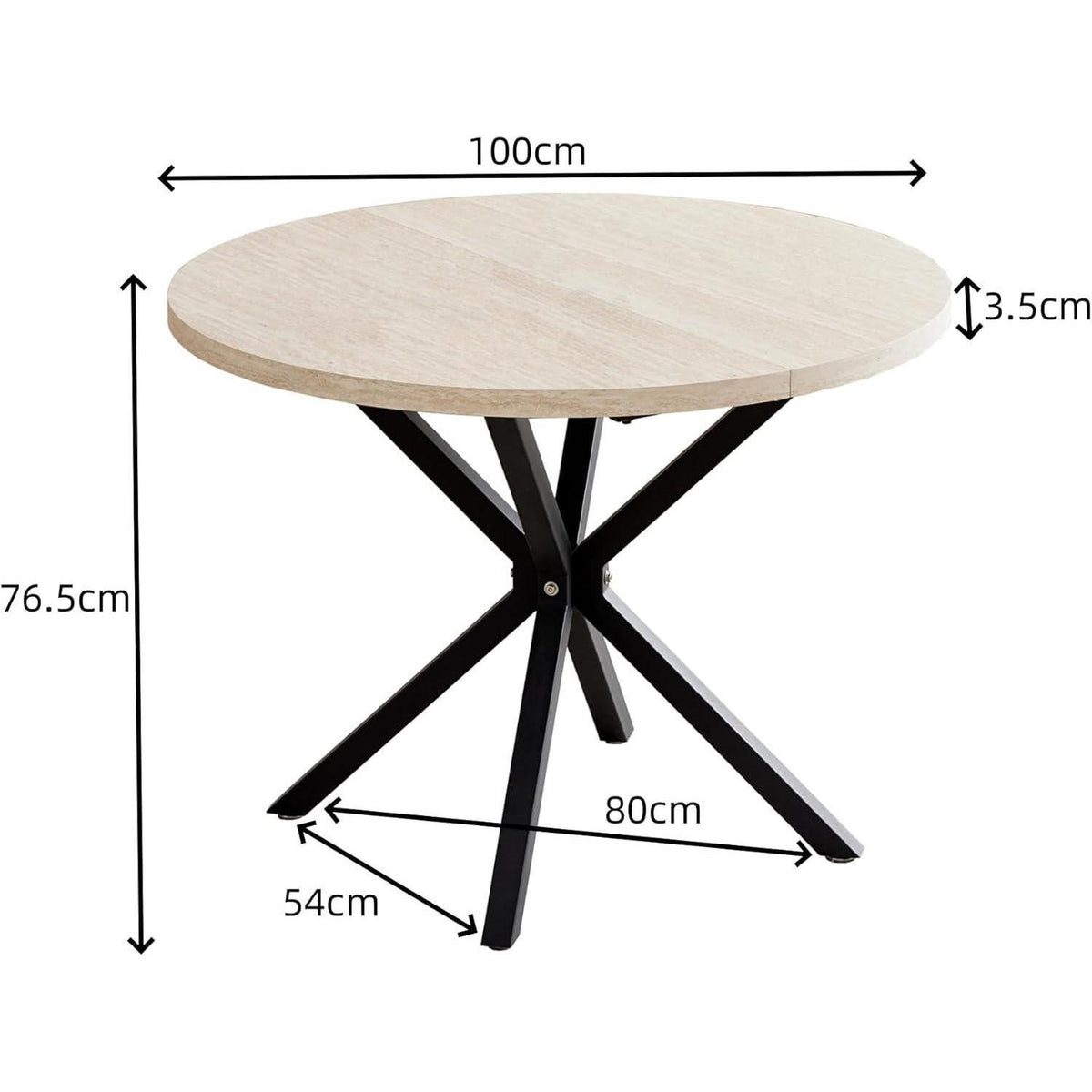 Runder Esstisch Set 100cm & 4 Moderne Leinenstühle (Gelb/Dunkelgrau)