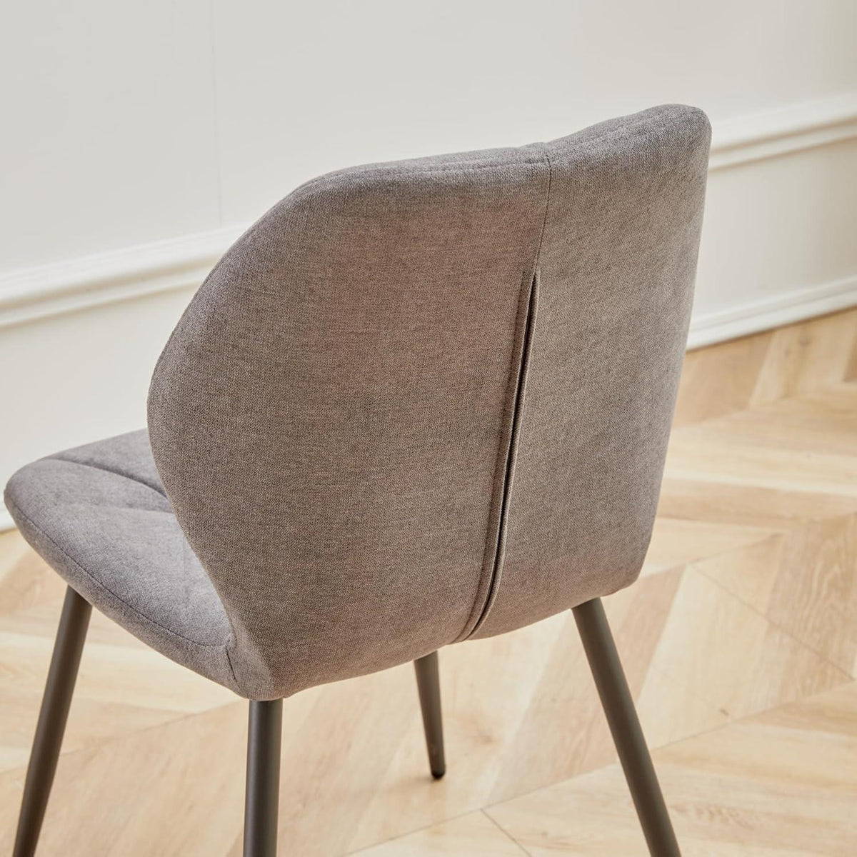 Runder Esstisch Set 100cm & 4 Moderne Leinenstühle (Gelb/Dunkelgrau)