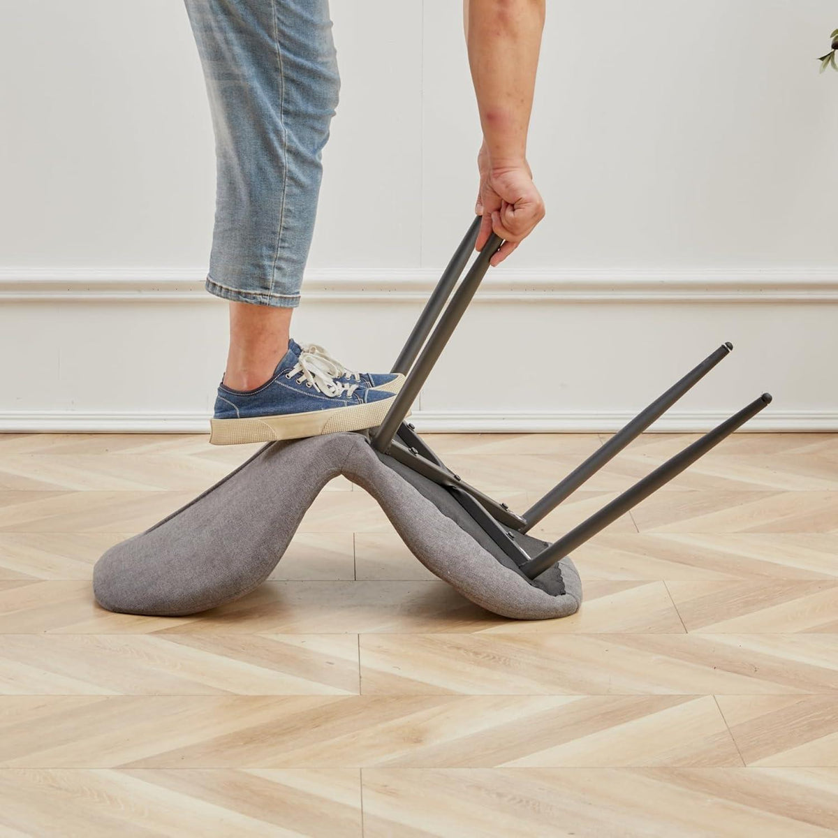 Runder Esstisch Set 100cm & 4 Moderne Leinenstühle (Gelb/Dunkelgrau)