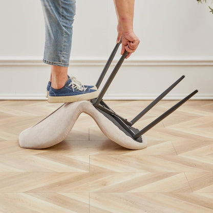 Runder Esstisch Set 100cm & 4 Moderne Leinenstühle Dunkel+Khaki