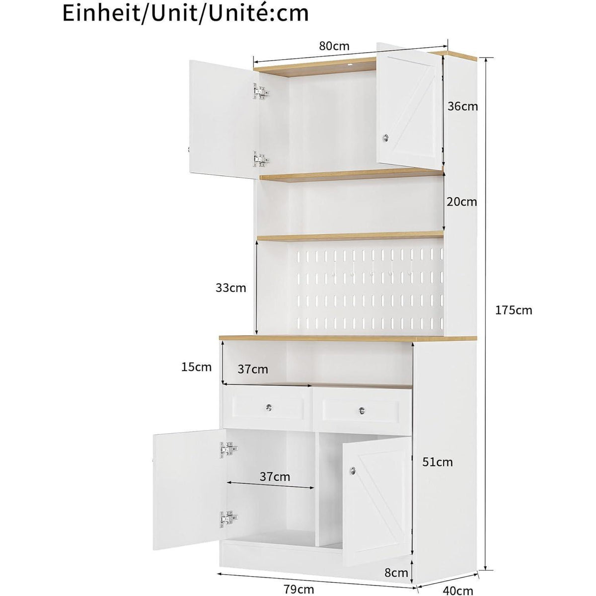 Weißes Sideboard mit 2 Schubladen & 4 Türen – Buffet Küche Esszimmer