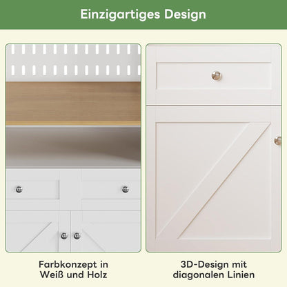 Weißes Sideboard mit 2 Schubladen & 4 Türen – Buffet Küche Esszimmer
