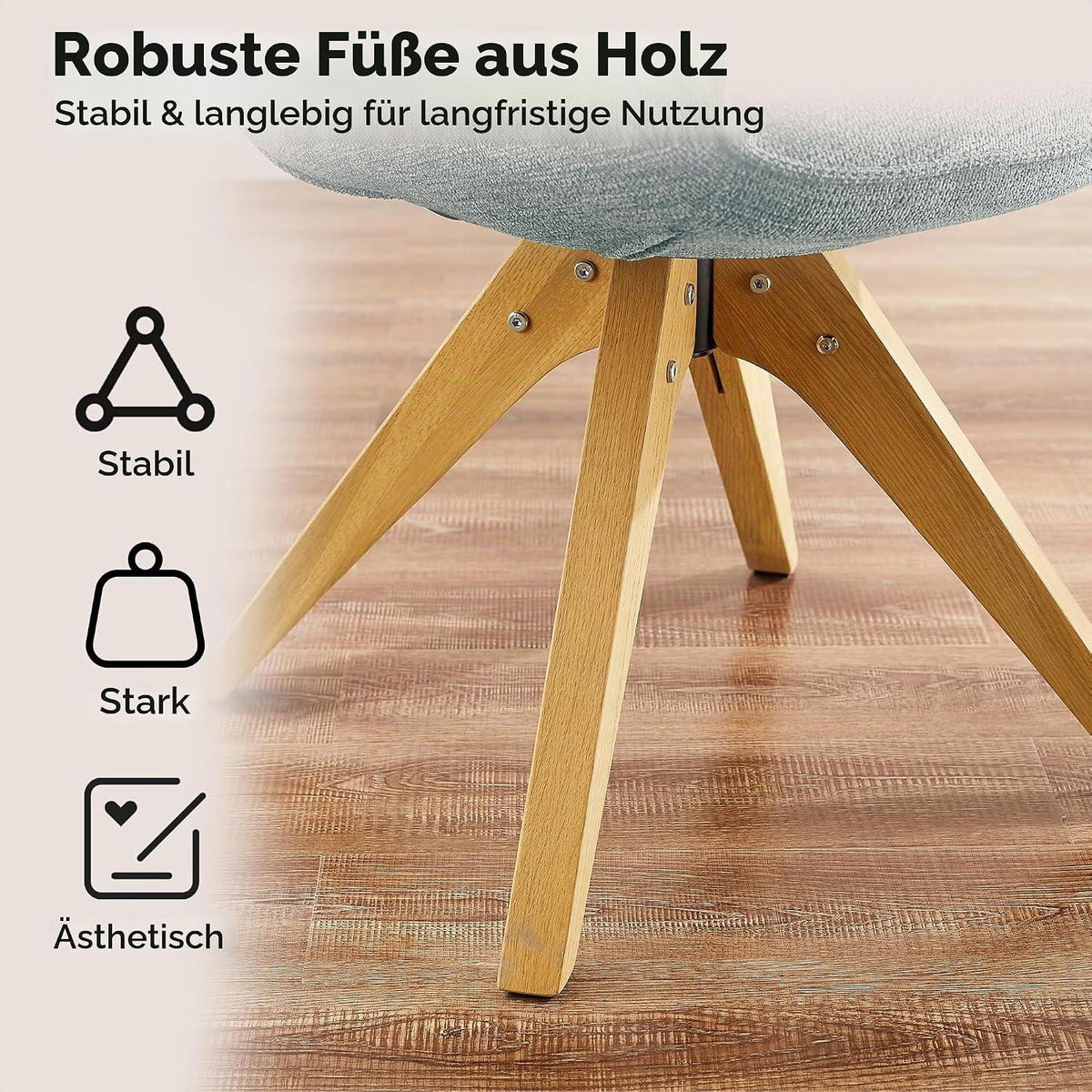 Drehstuhl Esszimmerstuhl Hellblau Polsterstuhl mit Armlehnen