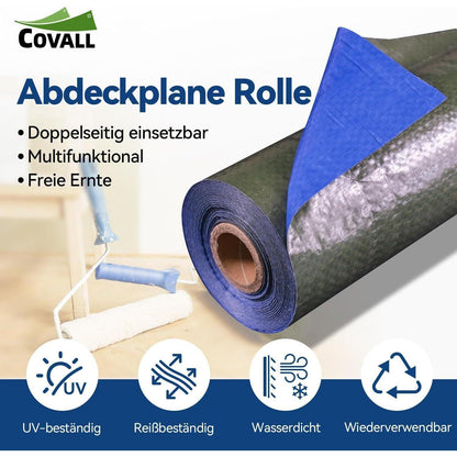 Wasserdichte Abdeckplane 1,8x30m – Grün/Blau, UV & Reißfest