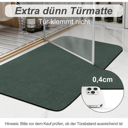 Rutschfeste Badematte super saugfähig 60x120 cm – Grau & Grün