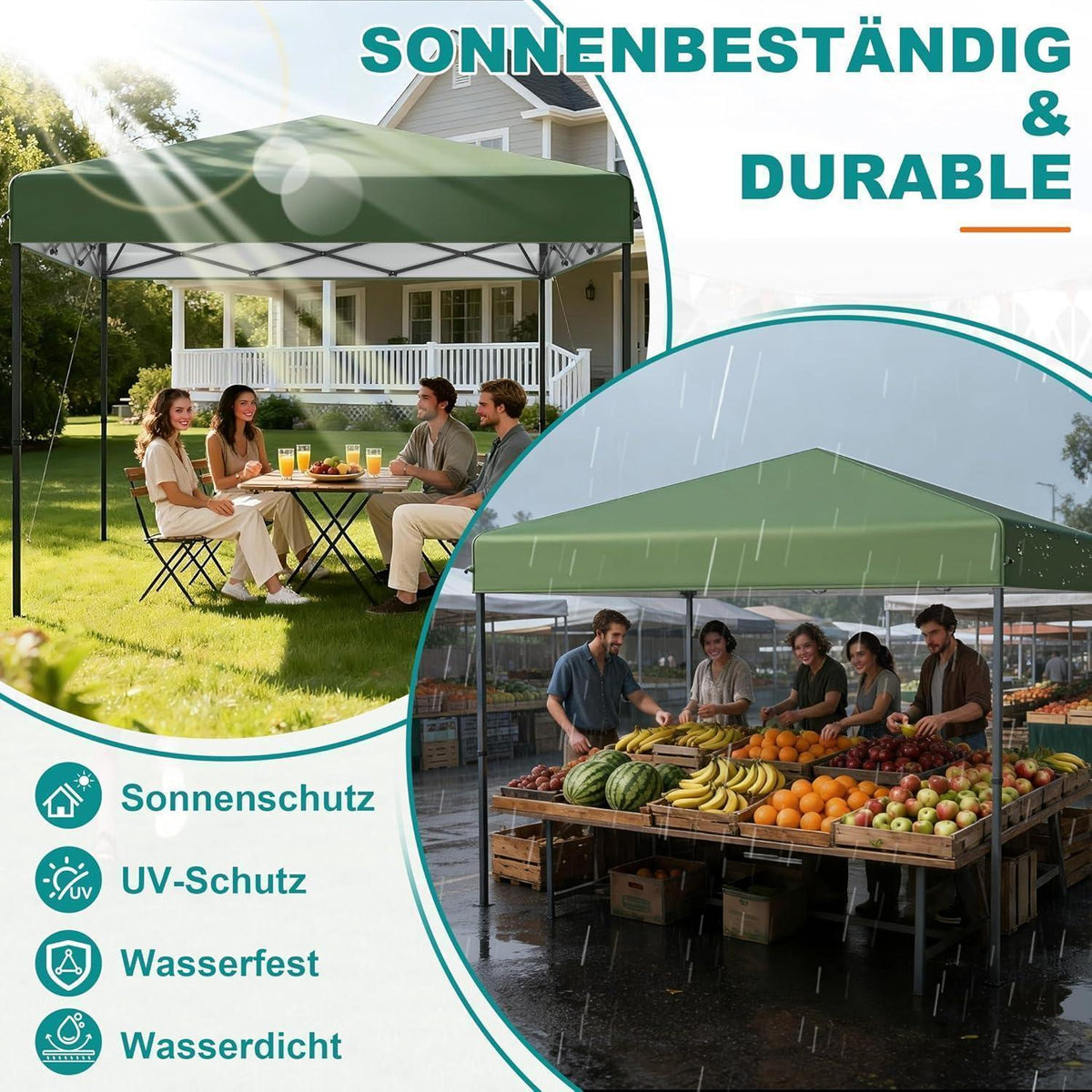 3x3m Pop Up Pavillon – Wasserdicht & Stabil für Garten & Camping