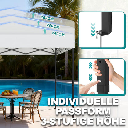 3x3m Pop Up Pavillon – Wasserdicht & Stabil für Garten & Camping