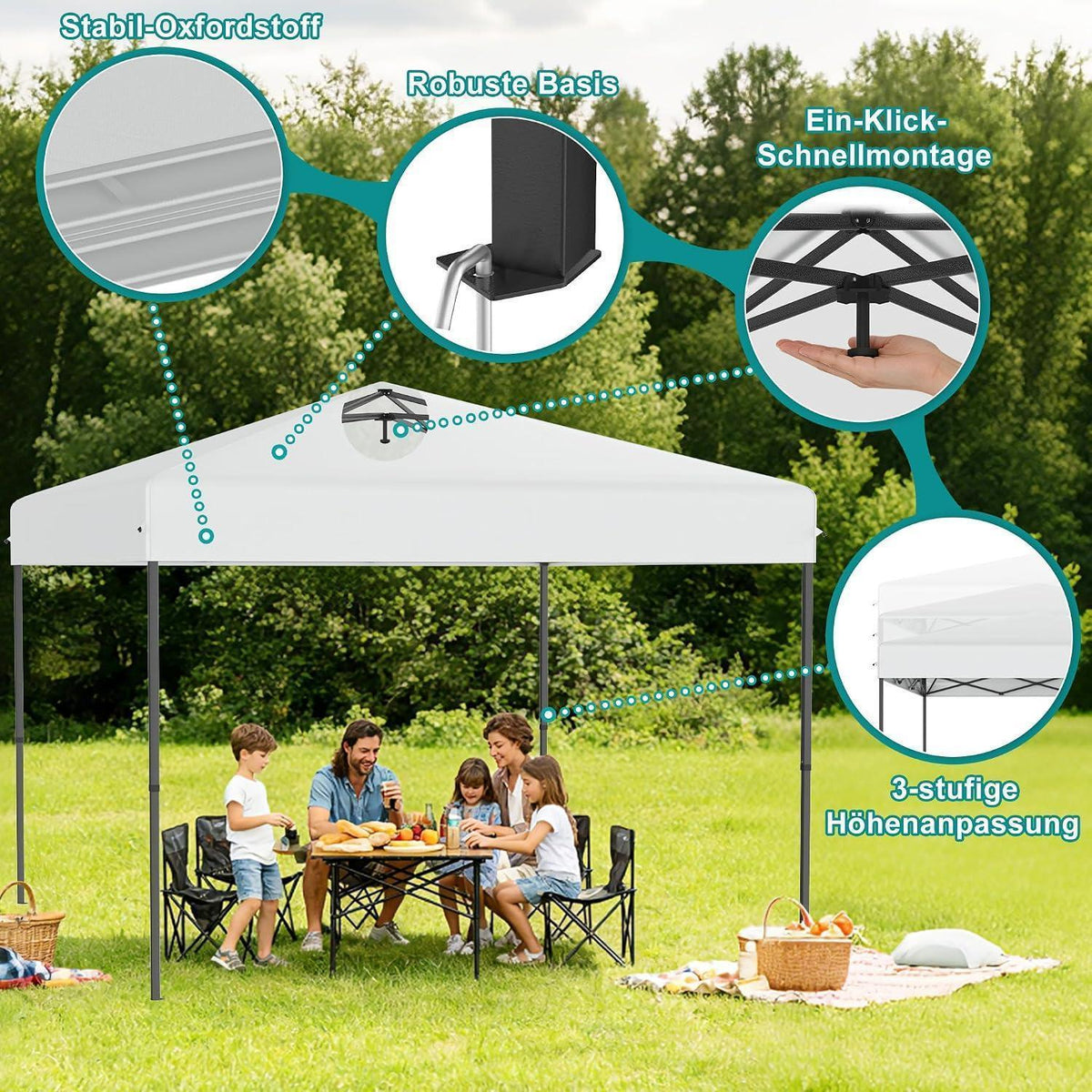 3x3m Pop Up Pavillon – Wasserdicht & Stabil für Garten & Camping