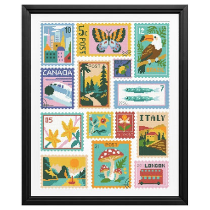 Kreuzstich Set mit Stempel Collage – Anfängerfreundlich & Mit Anleitung