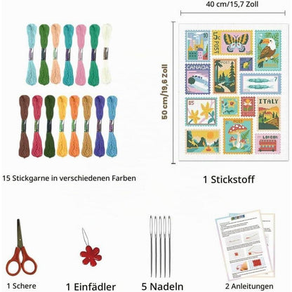 Kreuzstich Set mit Stempel Collage – Anfängerfreundlich & Mit Anleitung