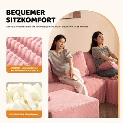 U-förmiges Schlafsofa 272cm mit Chaiselongue & weicher Recamiere