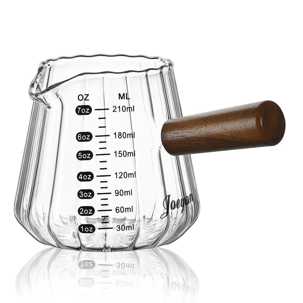Glas Messbecher mit Holzgriff – 210ml Espresso Tasse