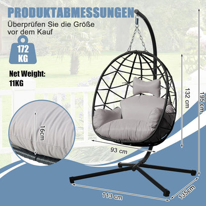 Hängesessel Ei mit Kissen & Gestell – Freistehend & Komfortabel