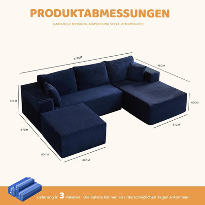 Modulares Ecksofa 272cm mit Schlaffunktion & Chaiselongue Links