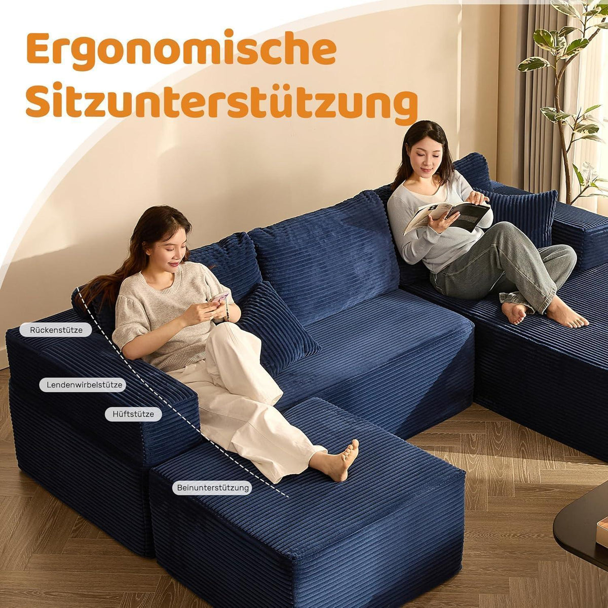 Modulares Ecksofa 272cm mit Schlaffunktion & Chaiselongue Links
