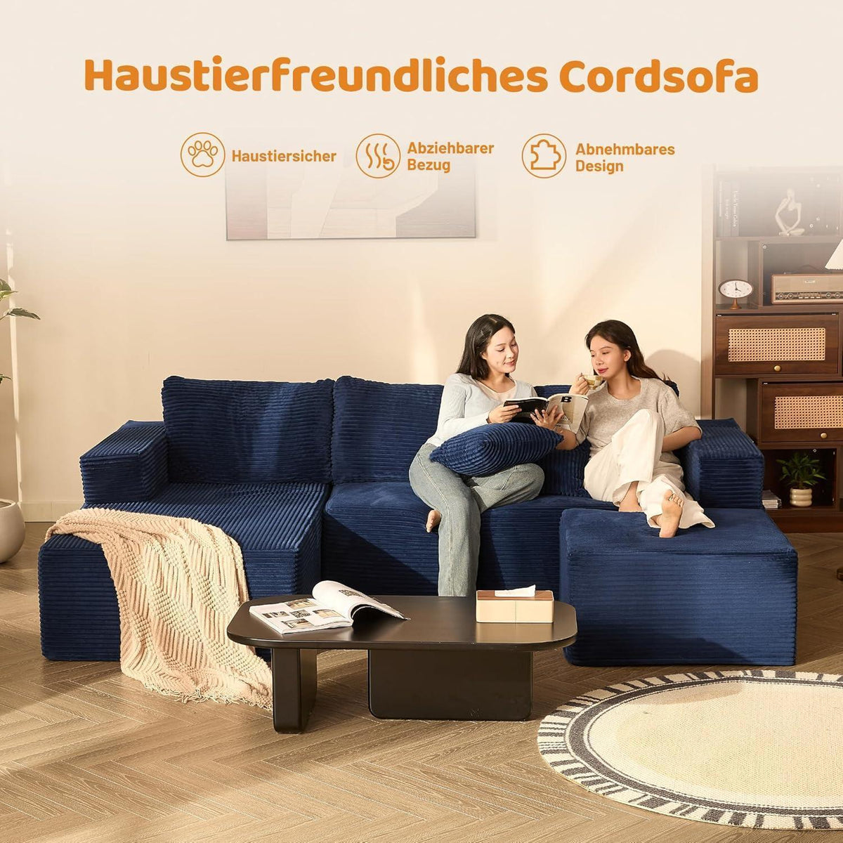 Modulares Ecksofa 272cm mit Schlaffunktion & Chaiselongue Links