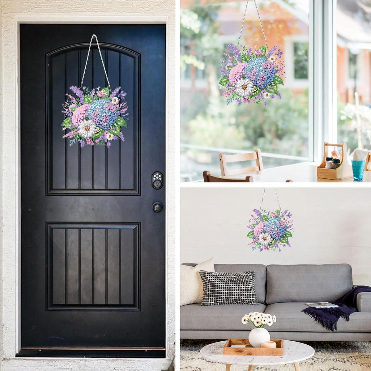 5D Diamantmalerei Anhänger - Blumen Fensterbild DIY Set