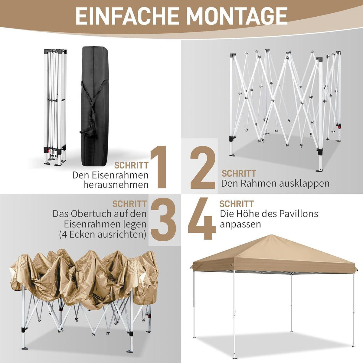 3x3m Faltpavillon mit 4 Seitenwänden – Wasserdicht & Winterfest