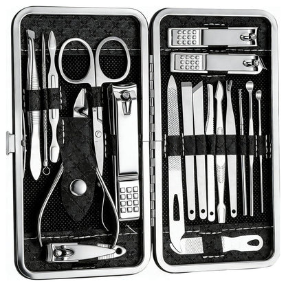 19-teiliges Maniküre-Pediküre Set Edelstahl – Tragbares Nagelpflege Kit