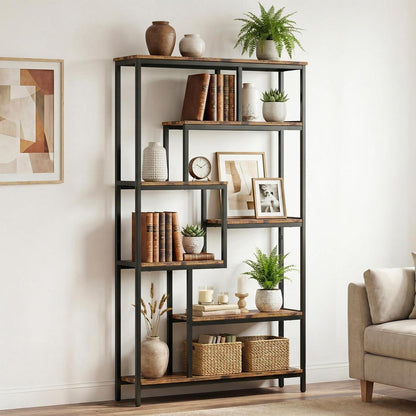 Standregal mit 7 Ablagen – Bücherregal für Wohnzimmer & Büro