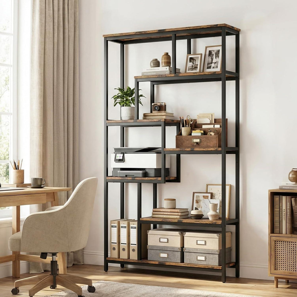 Standregal mit 7 Ablagen – Bücherregal für Wohnzimmer & Büro
