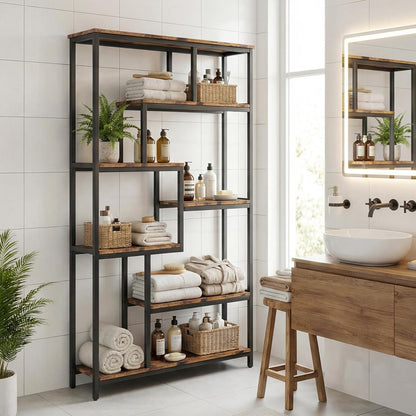 Standregal mit 7 Ablagen – Bücherregal für Wohnzimmer & Büro