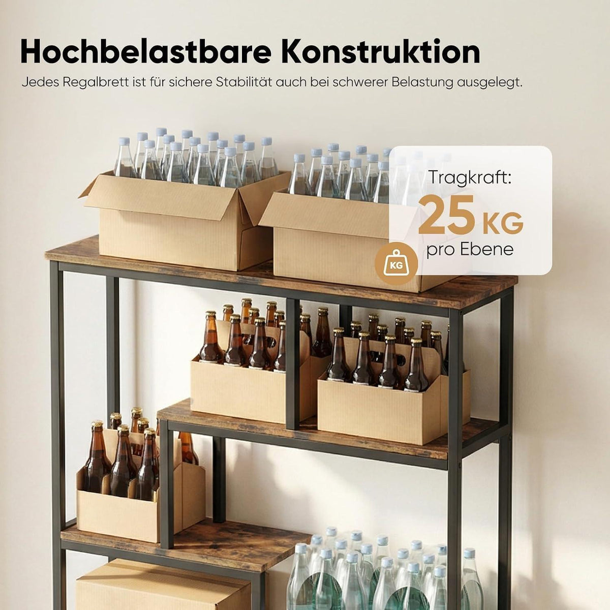 Standregal mit 7 Ablagen – Bücherregal für Wohnzimmer & Büro