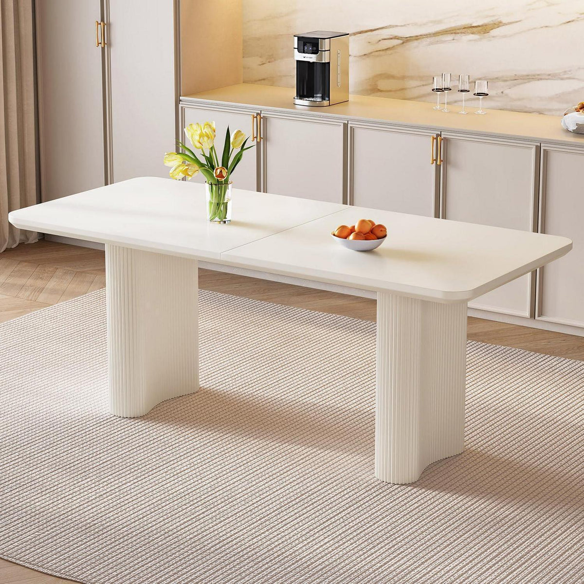 Rechteckiger Esstisch Creme – Moderner Küchentisch 160 cm